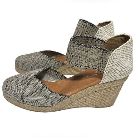 Andre Assous Beige & Black Espadrille Wedge Sandals Size 7 Made in Spain - Picture 4 of 12